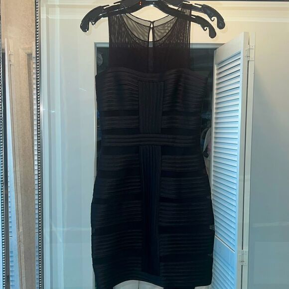 Cache black mesh bandage dress vintage Y2K sleeveless mini cocktail dress XS - Picture 2 of 5